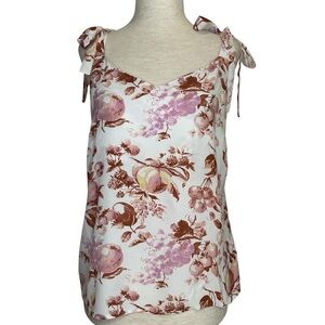 Paige Marla Tie Strap Floral Sleeveless Top - Pink and Brown Size XSmall